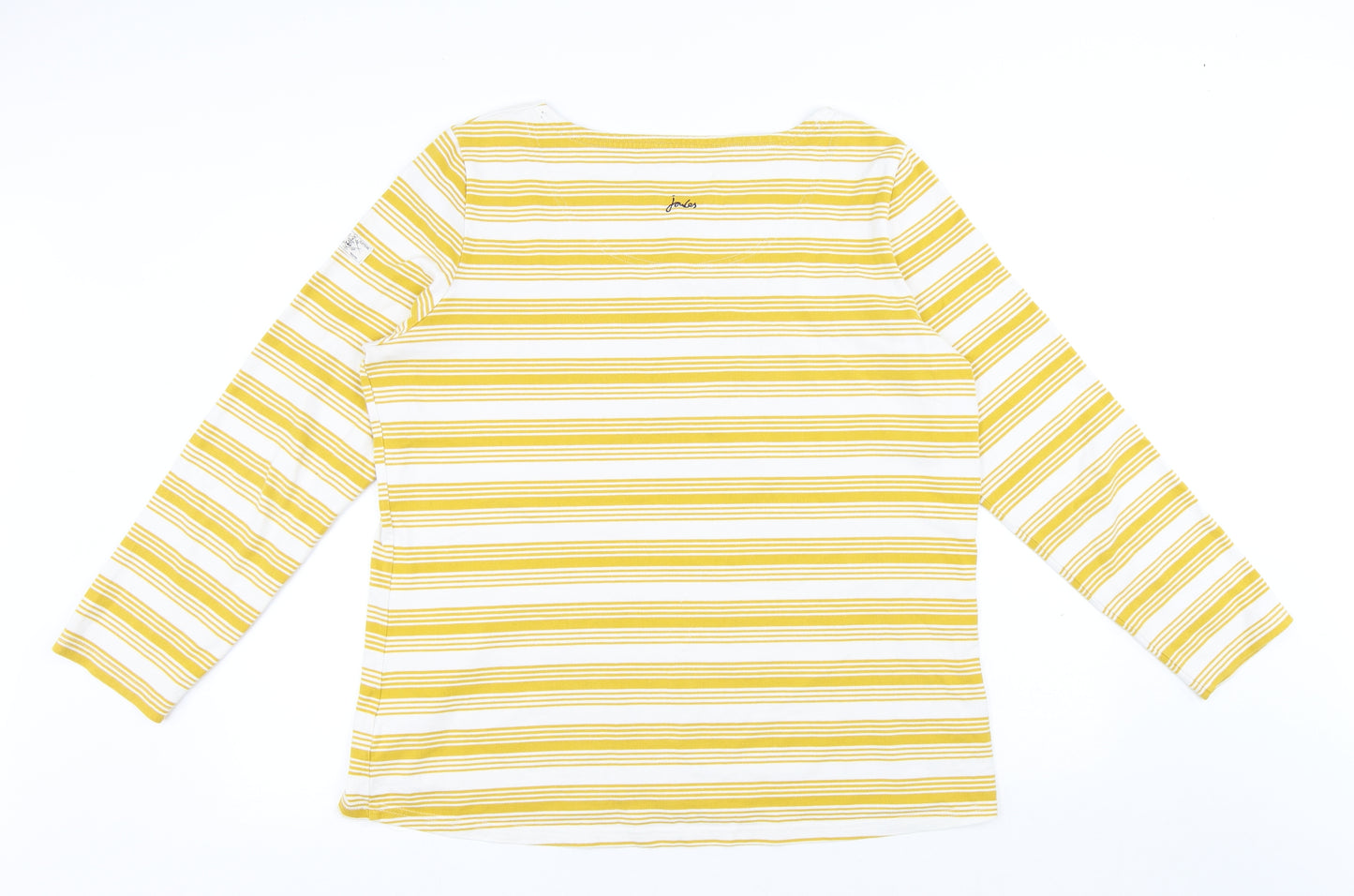 Joules Womens Yellow Striped Cotton Basic T-Shirt Size 20 Round Neck