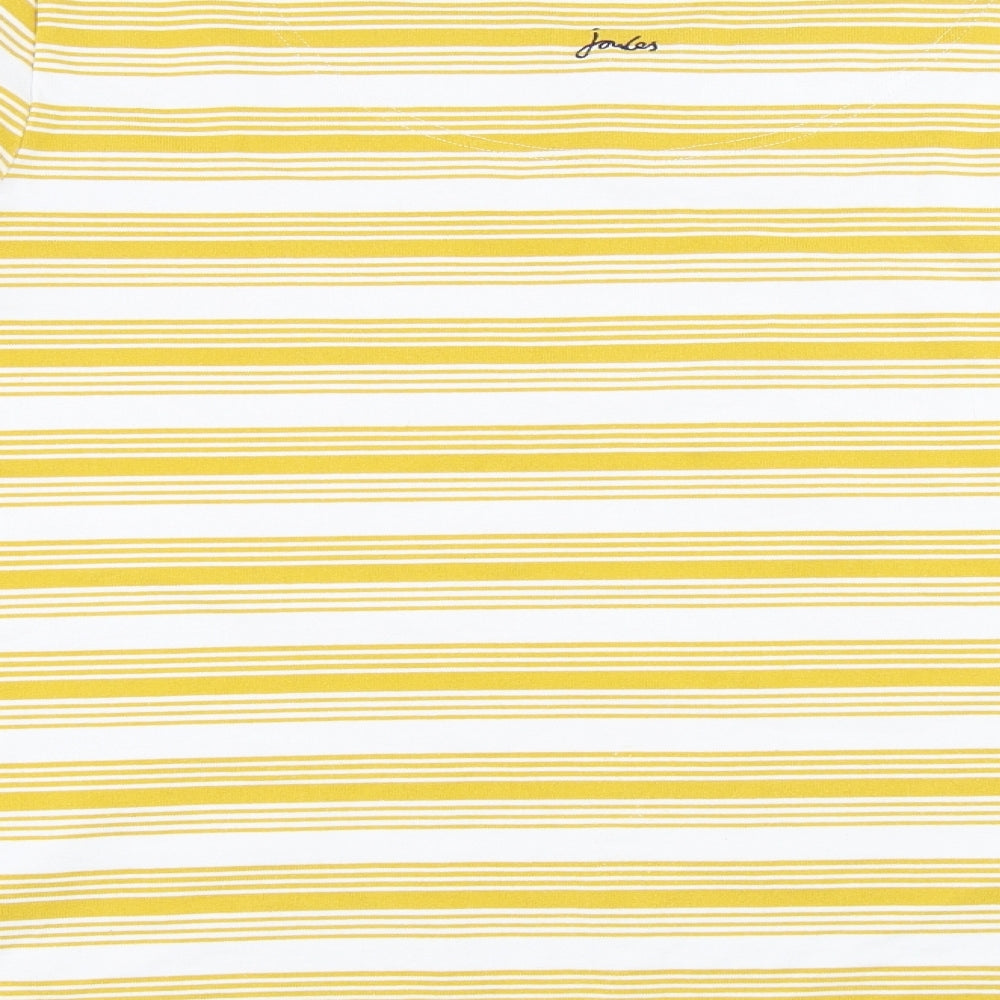 Joules Womens Yellow Striped Cotton Basic T-Shirt Size 20 Round Neck