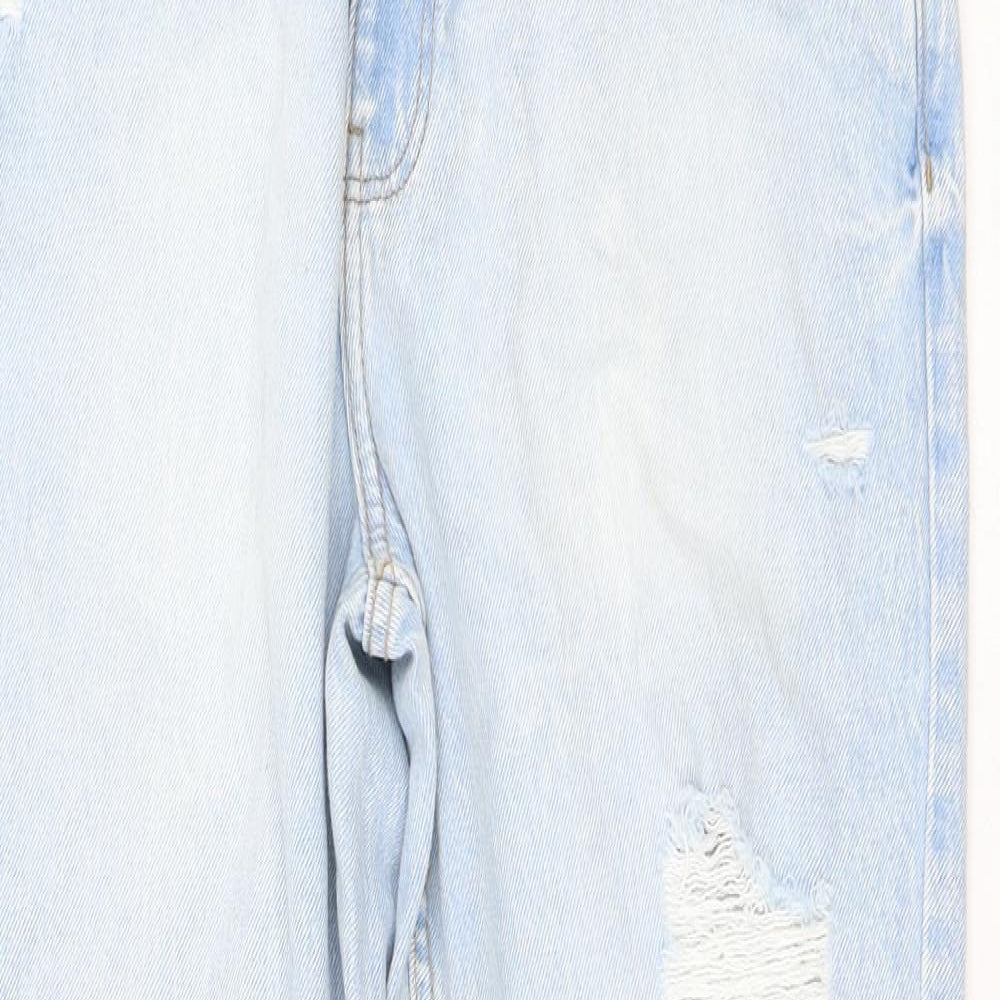 Primark Womens Blue Cotton Straight Jeans Size 14 L28 in Regular Button