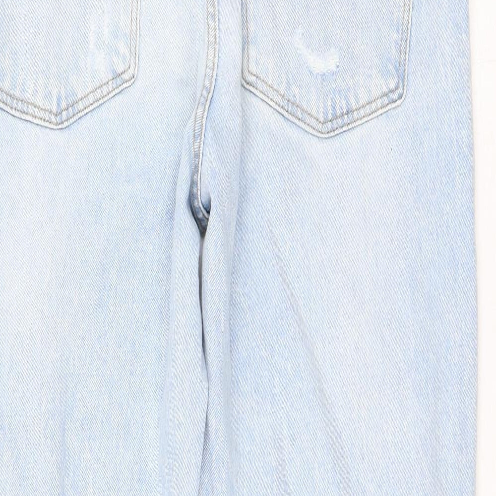 Primark Womens Blue Cotton Straight Jeans Size 14 L28 in Regular Button