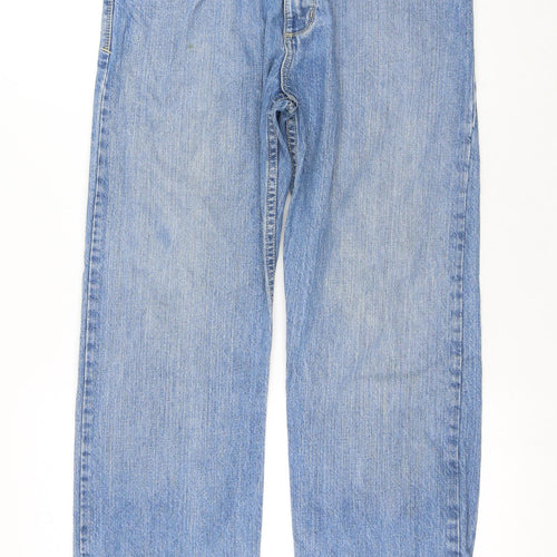 Blue Harbour Mens Blue Cotton Straight Jeans Size 32 in L31 in Regular Button