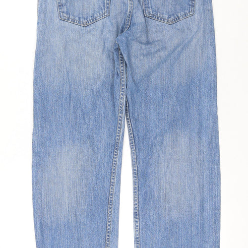 Blue Harbour Mens Blue Cotton Straight Jeans Size 32 in L31 in Regular Button