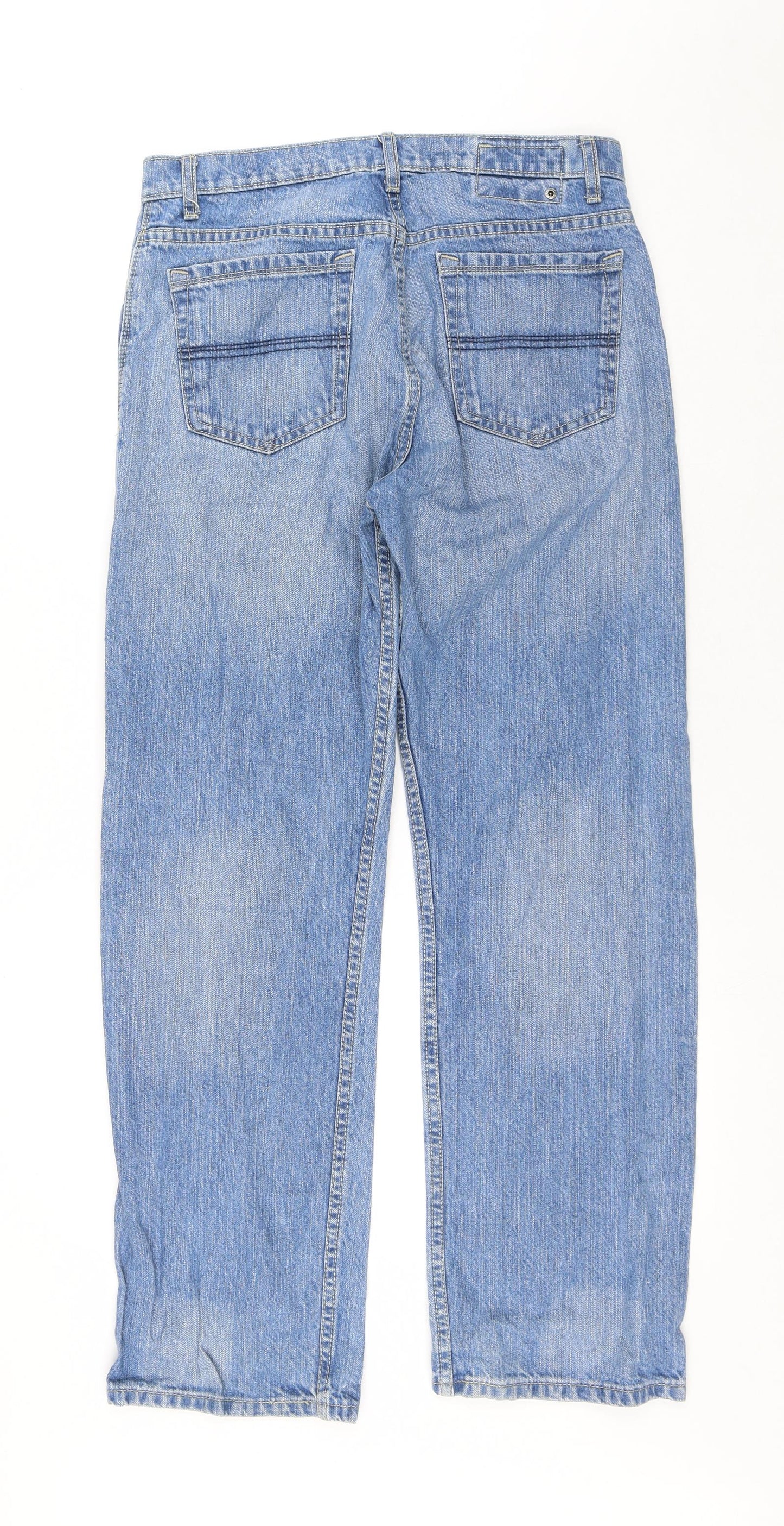 Blue Harbour Mens Blue Cotton Straight Jeans Size 32 in L31 in Regular Button