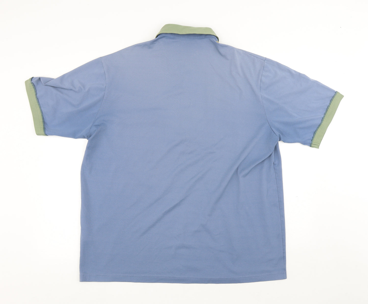 Galicci Mens Blue Geometric Cotton Polo Size 2XL Collared Button