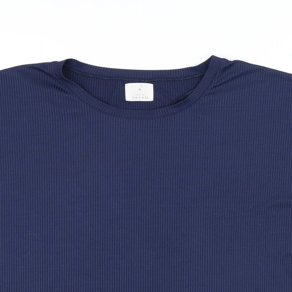 DREAM Womens Blue Polyester Basic T-Shirt Size M Round Neck - Lace
