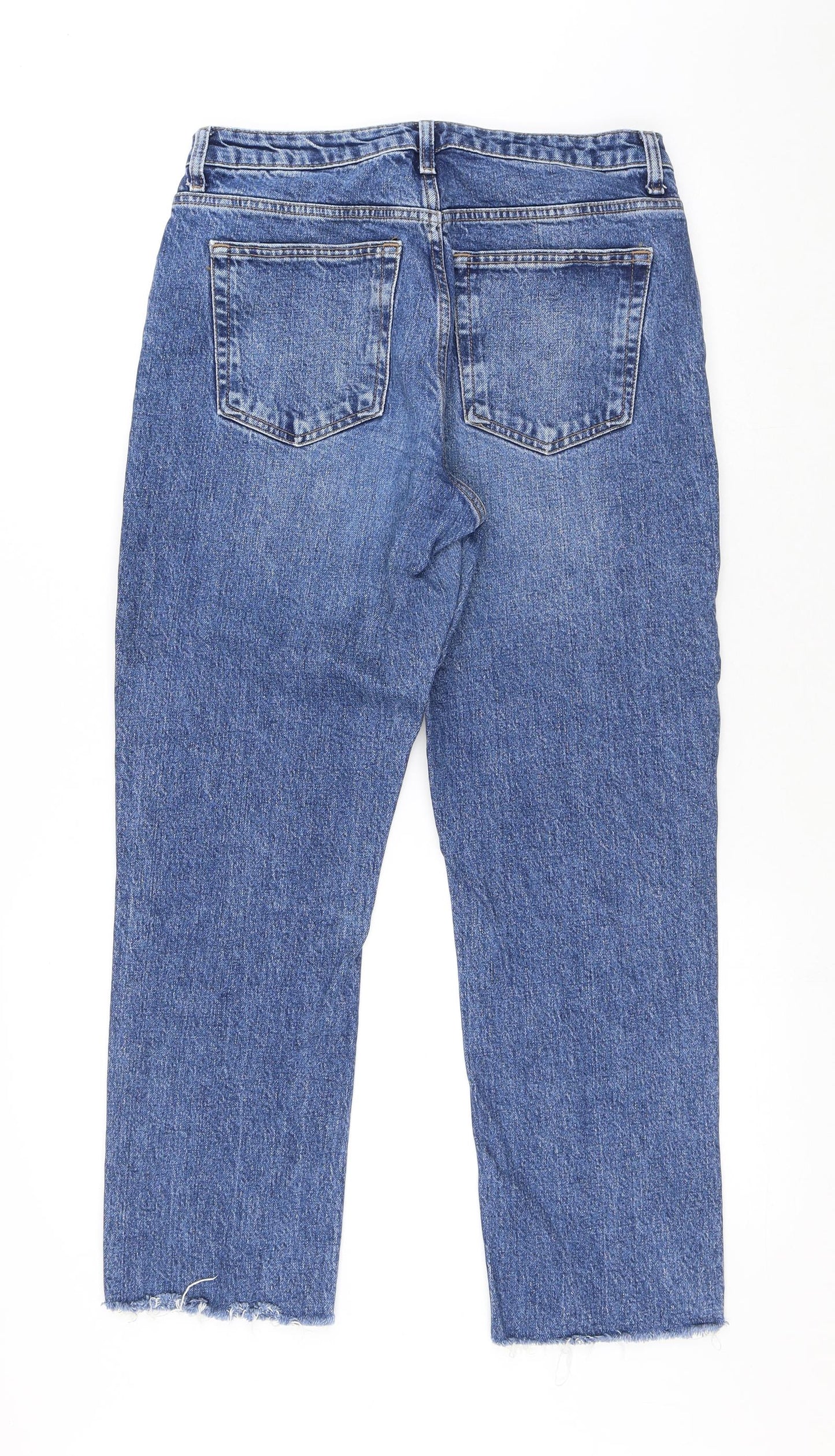 Topshop Womens Blue Cotton Straight Jeans Size 30 in L32 in Regular Button