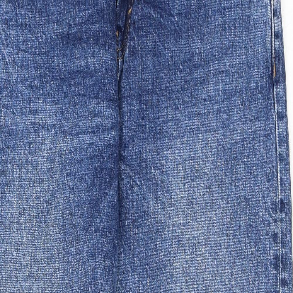 Topshop Womens Blue Cotton Straight Jeans Size 30 in L32 in Regular Button