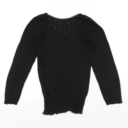 Preworn Womens Black Round Neck Polyester Pullover Jumper Size M