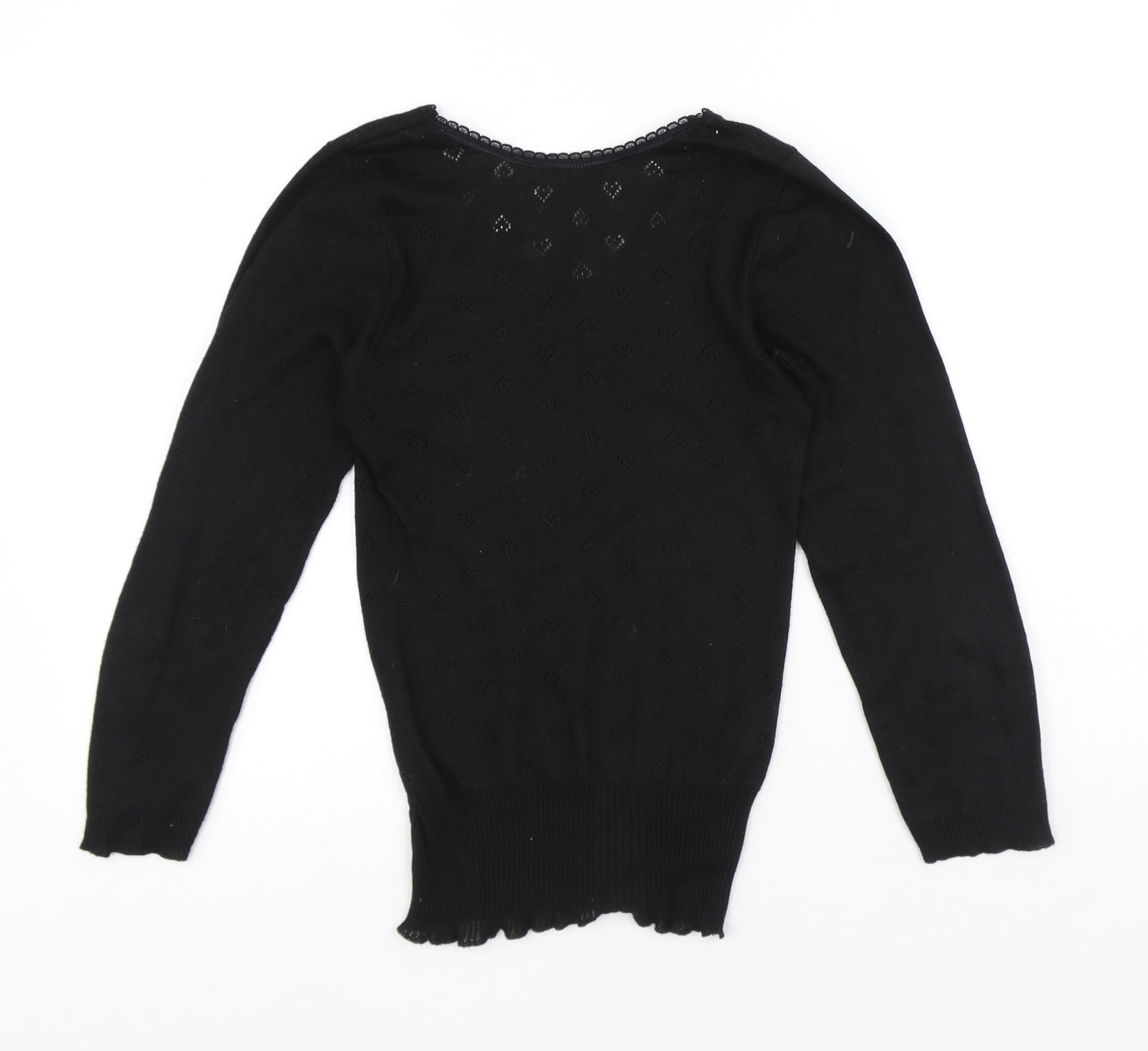 Preworn Womens Black Round Neck Polyester Pullover Jumper Size M