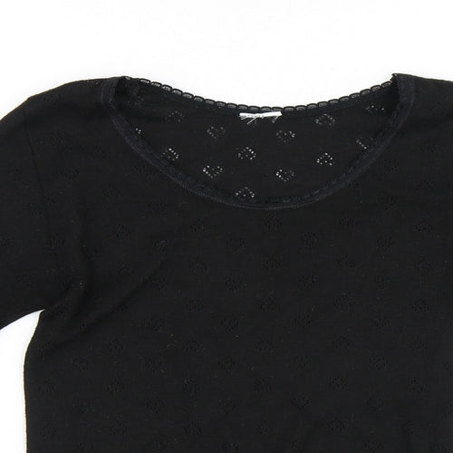 Preworn Womens Black Round Neck Polyester Pullover Jumper Size M