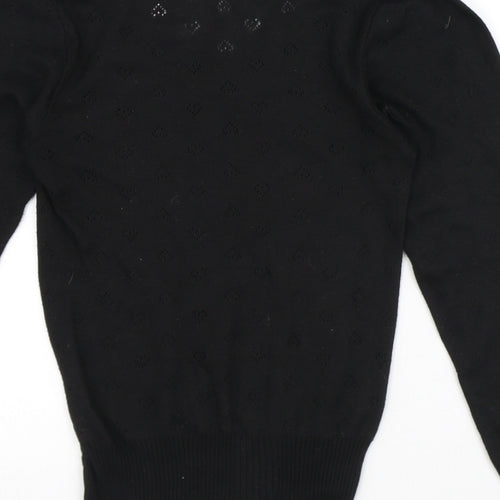 Preworn Womens Black Round Neck Polyester Pullover Jumper Size M