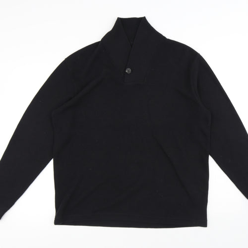 Marks and Spencer Mens Black High Neck Cotton Pullover Jumper Size M