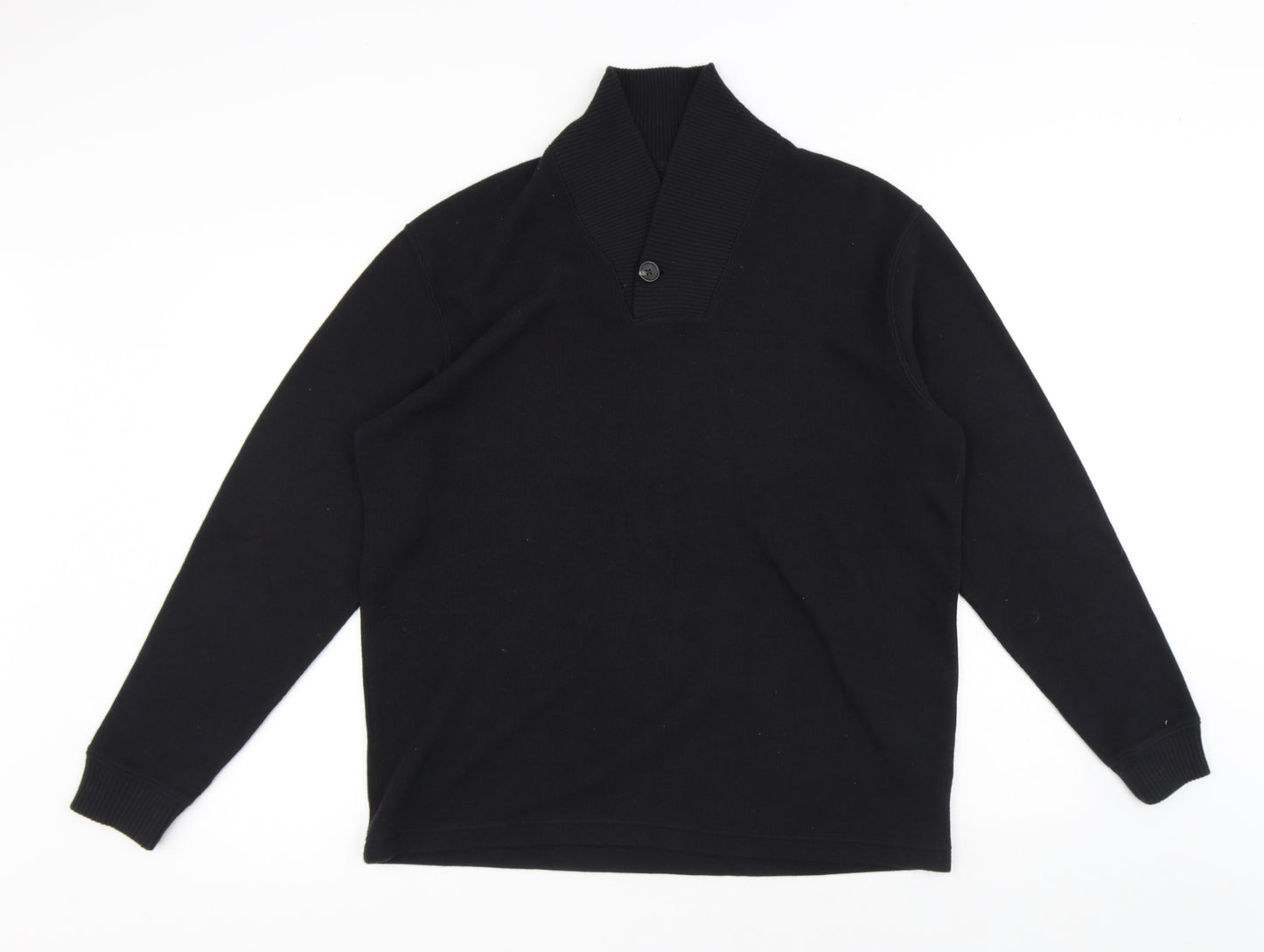 Marks and Spencer Mens Black High Neck Cotton Pullover Jumper Size M