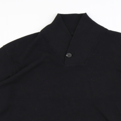 Marks and Spencer Mens Black High Neck Cotton Pullover Jumper Size M