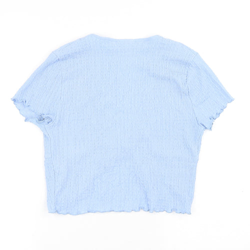 Topshop Womens Blue Polyester Basic T-Shirt Size 12 V-Neck