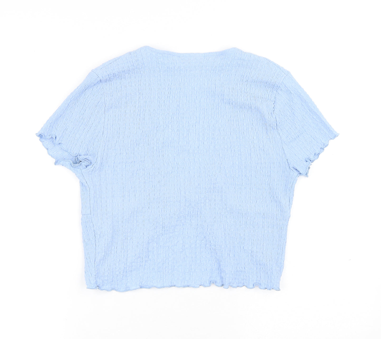 Topshop Womens Blue Polyester Basic T-Shirt Size 12 V-Neck