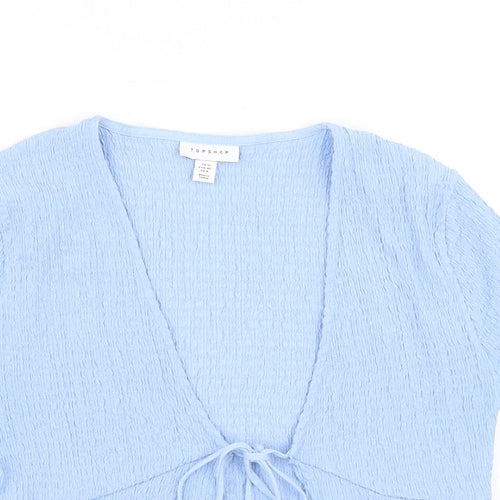 Topshop Womens Blue Polyester Basic T-Shirt Size 12 V-Neck