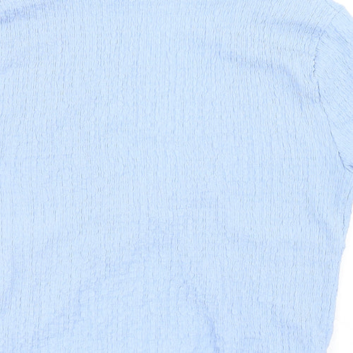 Topshop Womens Blue Polyester Basic T-Shirt Size 12 V-Neck