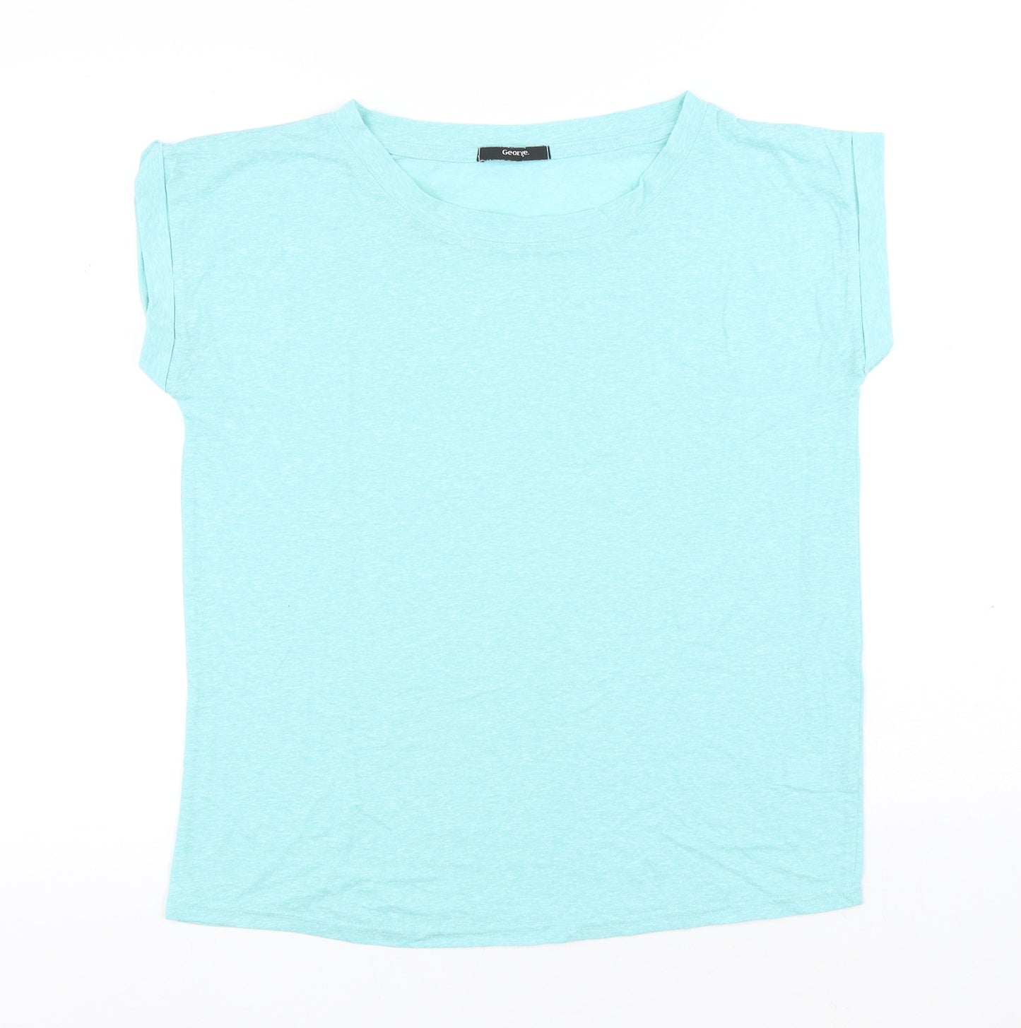 George Womens Blue Polyester Basic T-Shirt Size 14 Round Neck