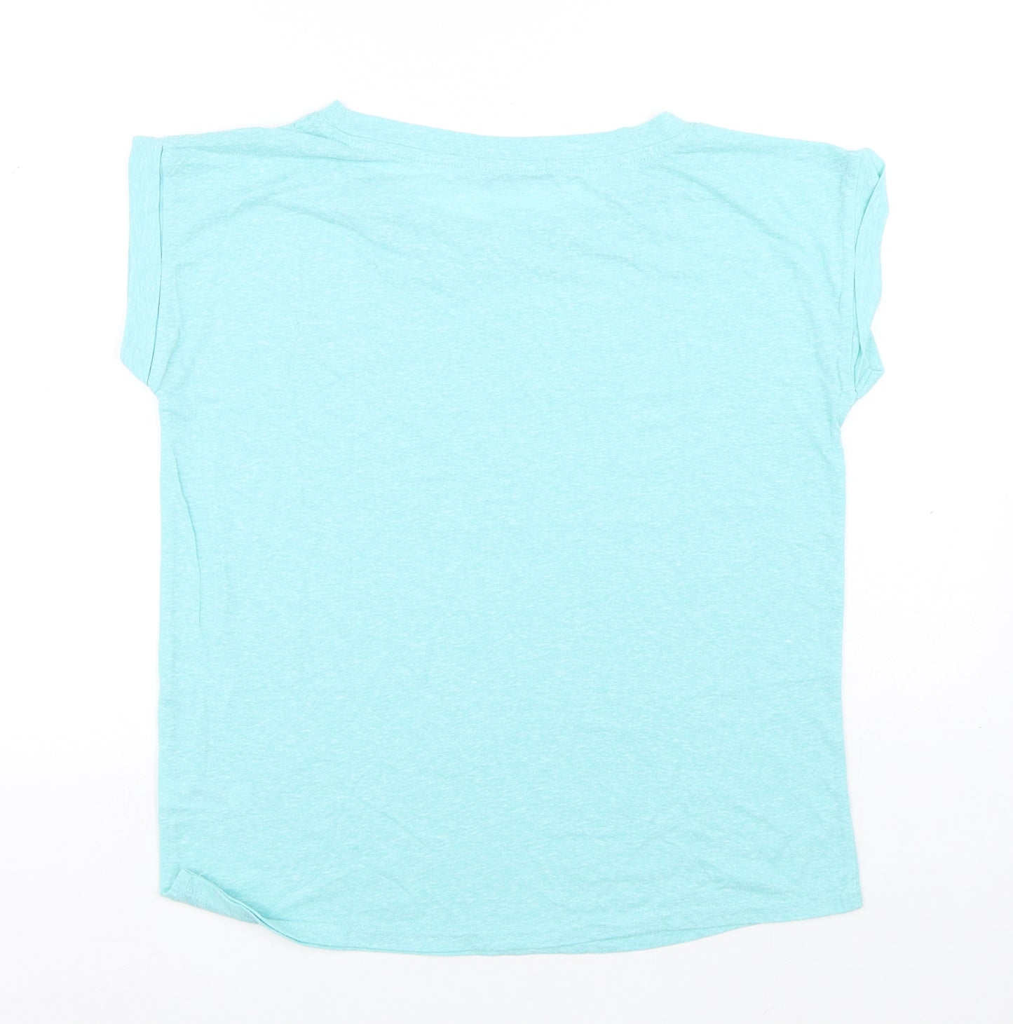 George Womens Blue Polyester Basic T-Shirt Size 14 Round Neck