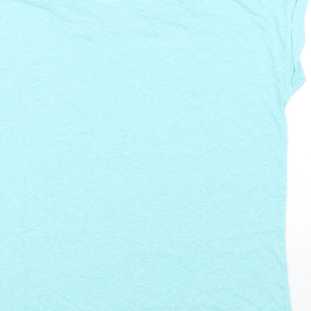 George Womens Blue Polyester Basic T-Shirt Size 14 Round Neck
