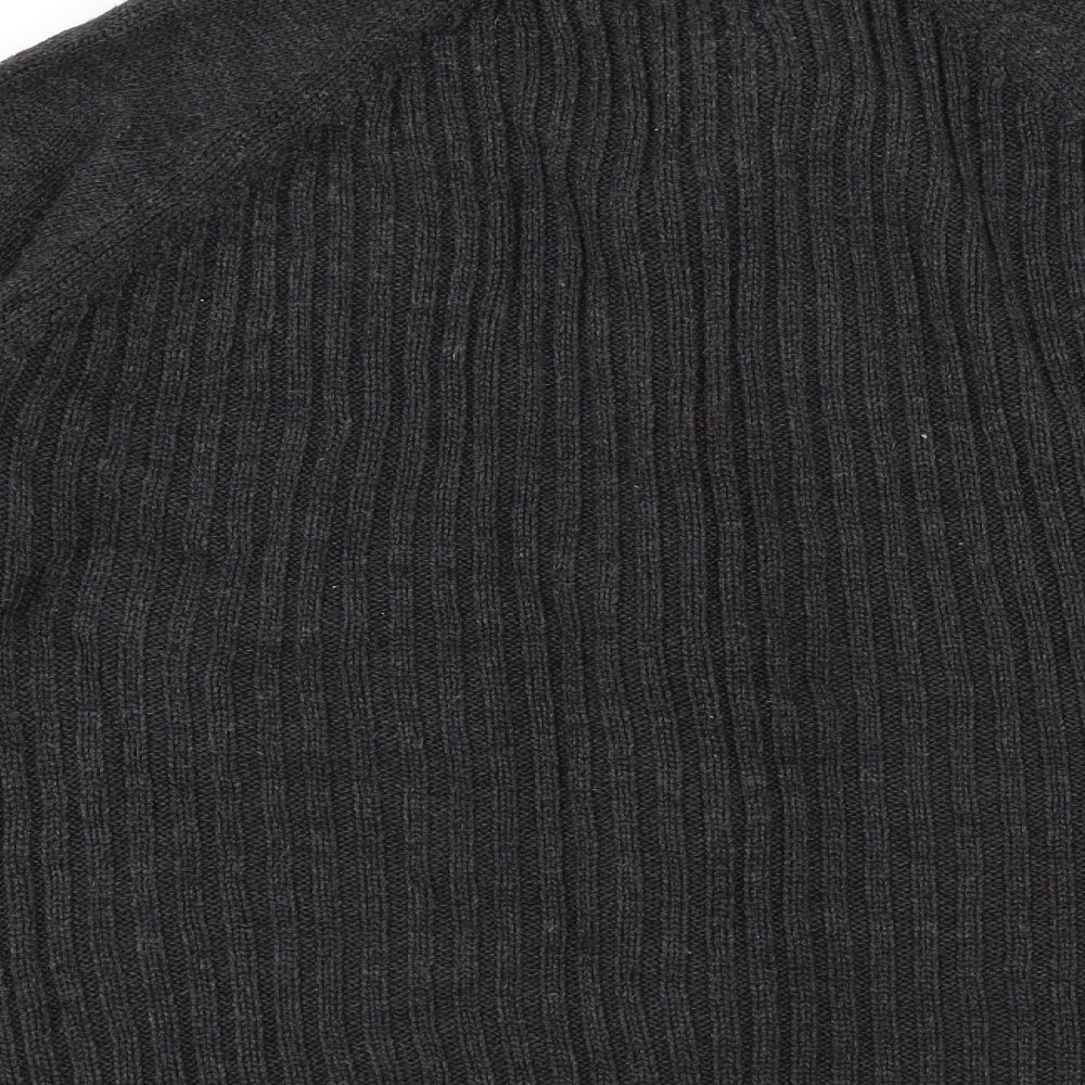 Cedar Wood State Mens Grey High Neck Acrylic Full Zip Jumper Size M
