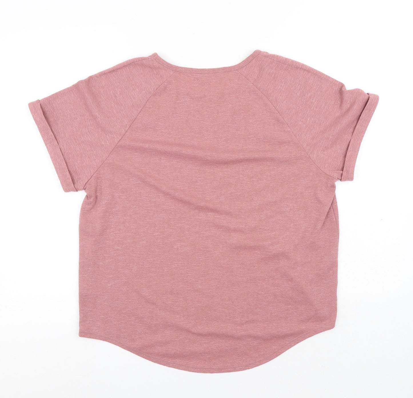 Nutmeg Womens Pink Polyester Basic T-Shirt Size 14 Round Neck