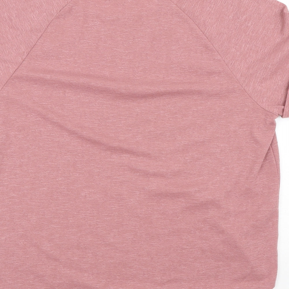 Nutmeg Womens Pink Polyester Basic T-Shirt Size 14 Round Neck