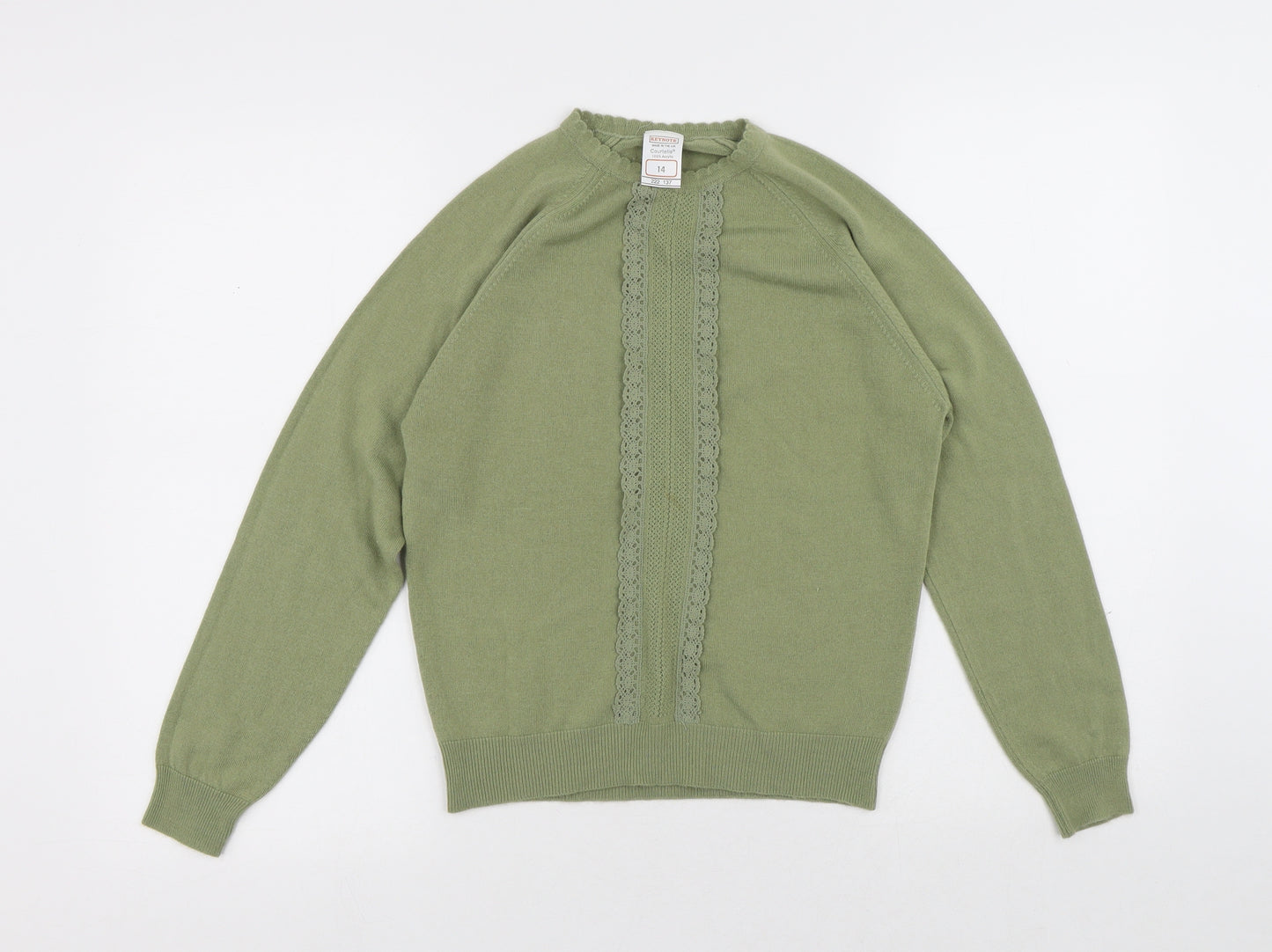 Keynote Womens Green Round Neck Acrylic Pullover Jumper Size 14