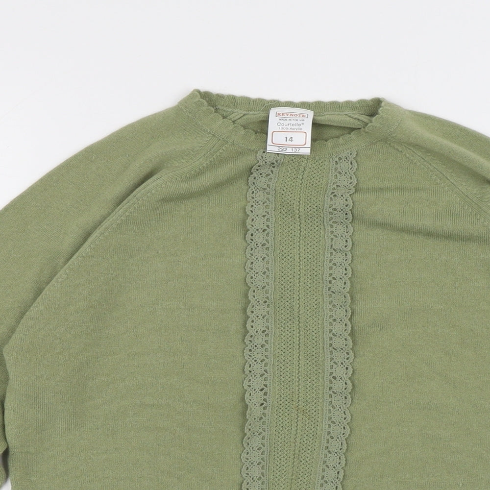 Keynote Womens Green Round Neck Acrylic Pullover Jumper Size 14