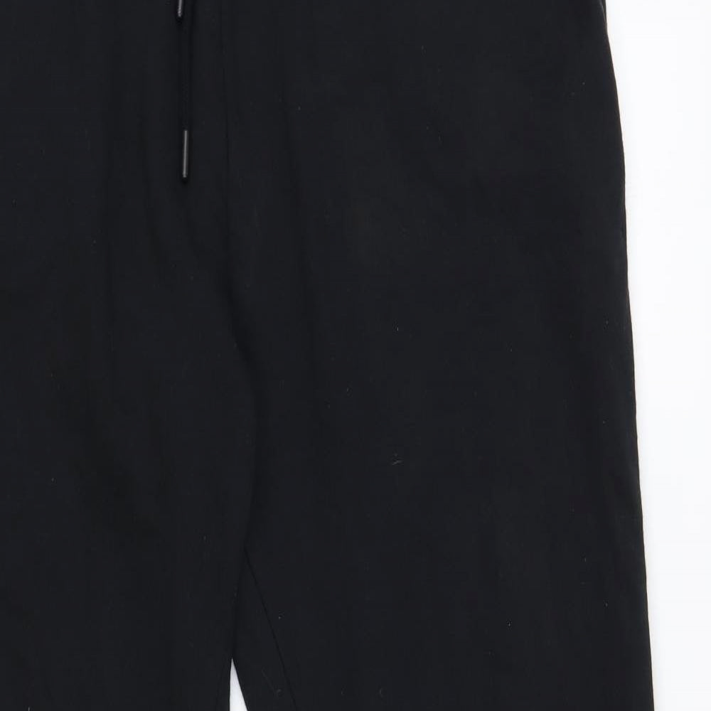 Dunnes Stores Womens Black Cotton Jogger Trousers Size M L28 in Regular Drawstring