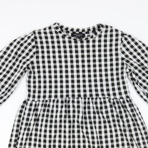 New Look Womens Black Check A-Line Size 4 Crew Neck Pullover