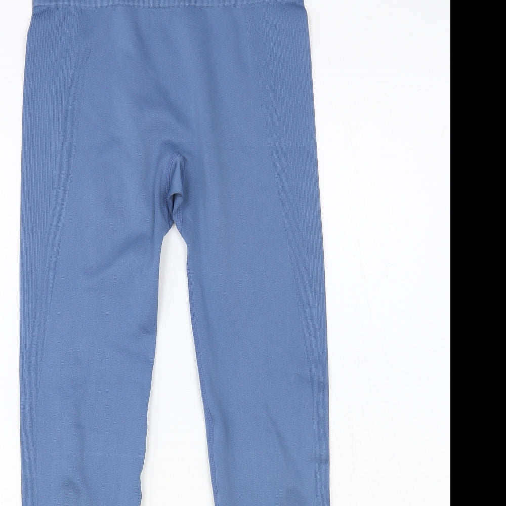 Primark Womens Blue Polyester Compression Leggings Size 10 L26 in Regular Pullover