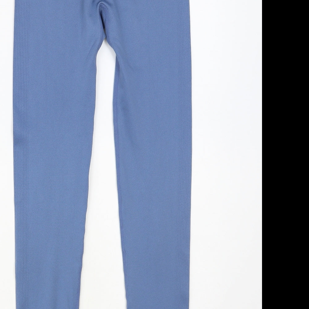 Primark Womens Blue Polyester Compression Leggings Size 10 L26 in Regular Pullover
