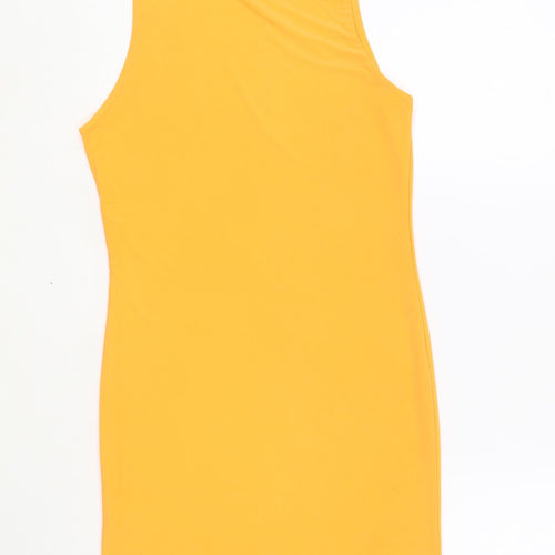Style Plus Womens Orange Polyester Tank Dress Size 10 Round Neck Pullover - Neon