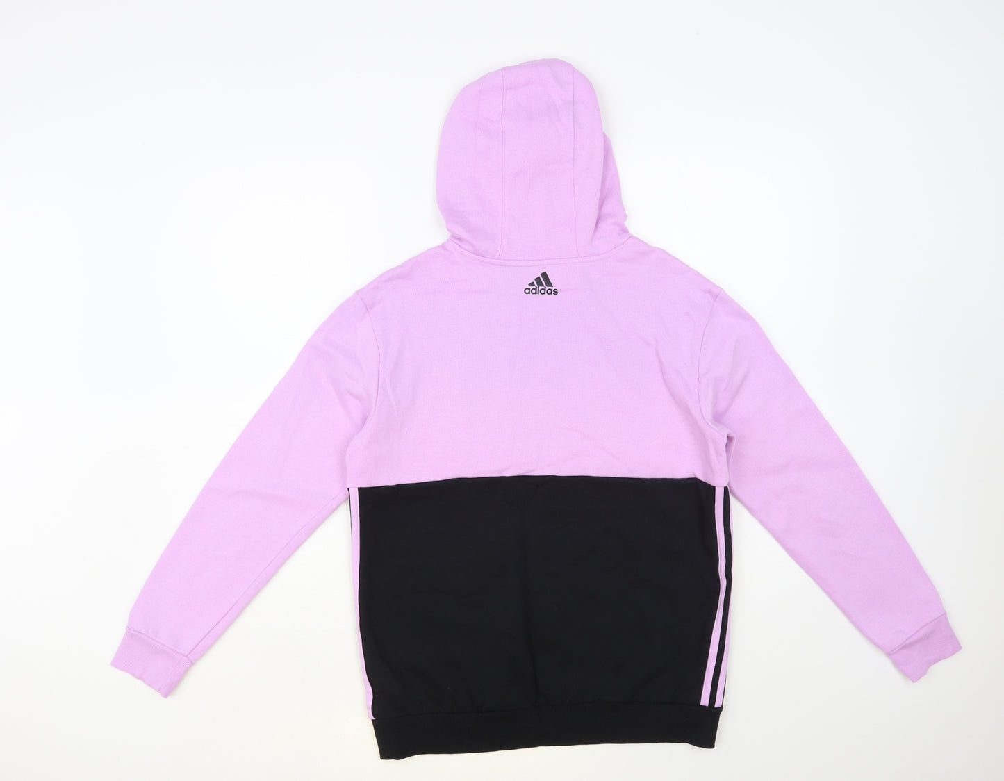 adidas Girls Purple Colourblock Cotton Pullover Hoodie Size 13-14 Years Pullover