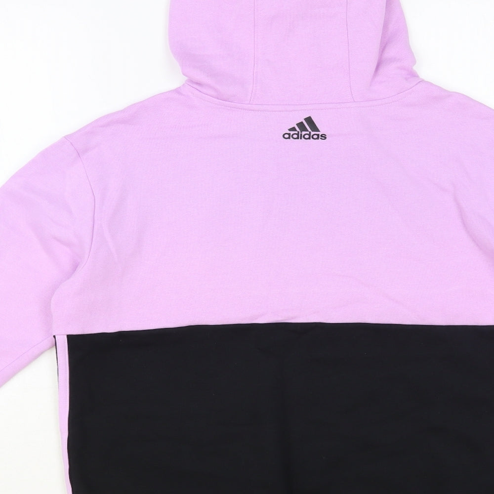 adidas Girls Purple Colourblock Cotton Pullover Hoodie Size 13-14 Years Pullover
