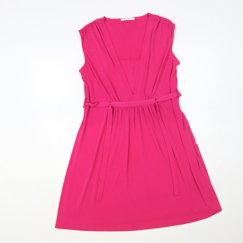 Annee Matthew Womens Pink Lyocell Fit & Flare Size L V-Neck Pullover