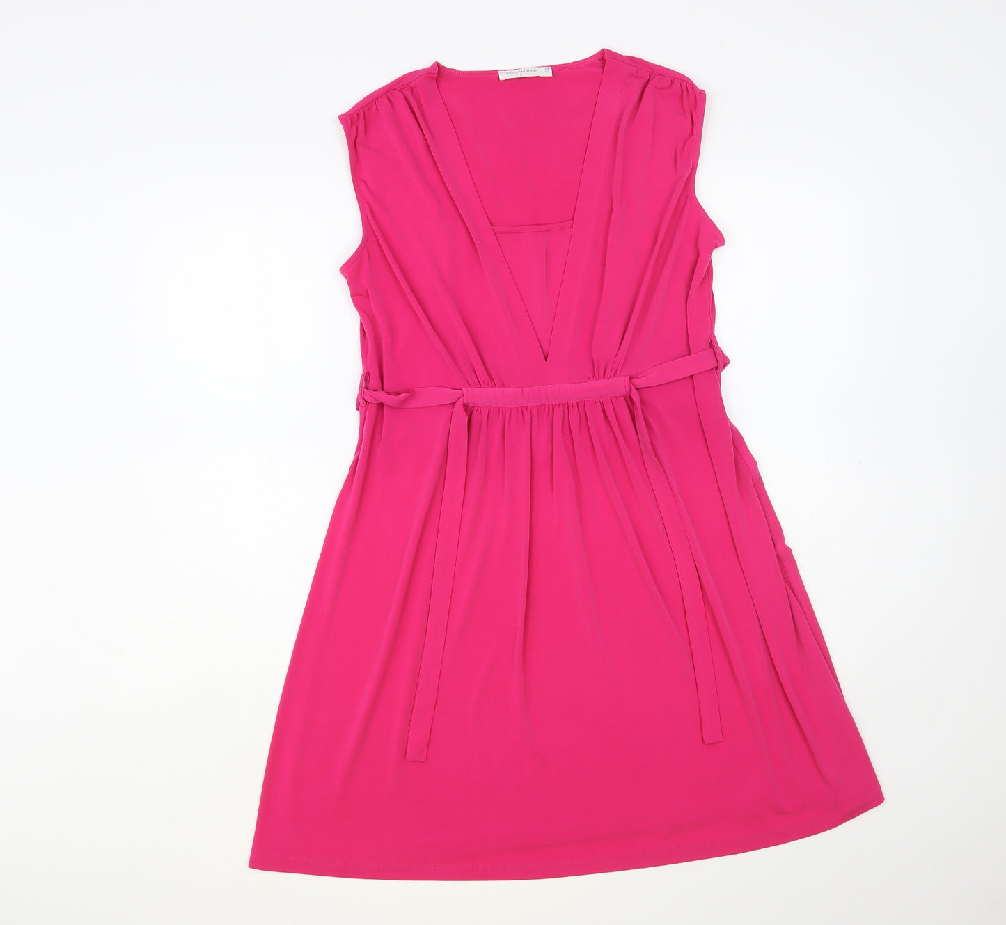 Annee Matthew Womens Pink Lyocell Fit & Flare Size L V-Neck Pullover