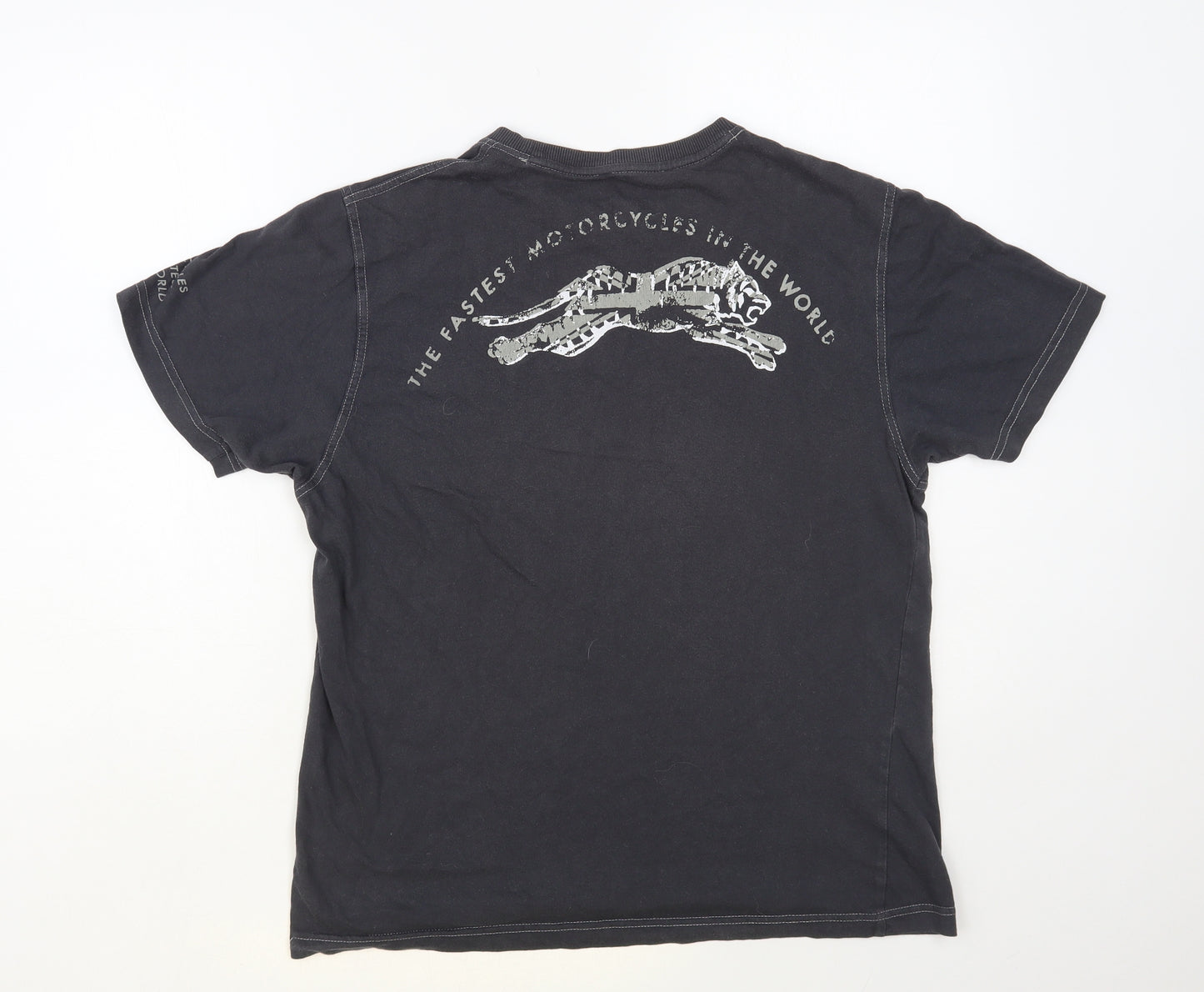Anything Mens Grey Cotton T-Shirt Size L Crew Neck - MotorcycleS