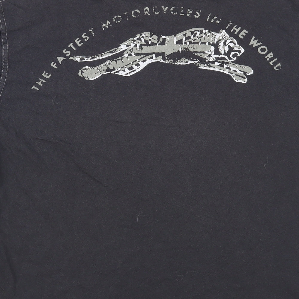 Anything Mens Grey Cotton T-Shirt Size L Crew Neck - MotorcycleS