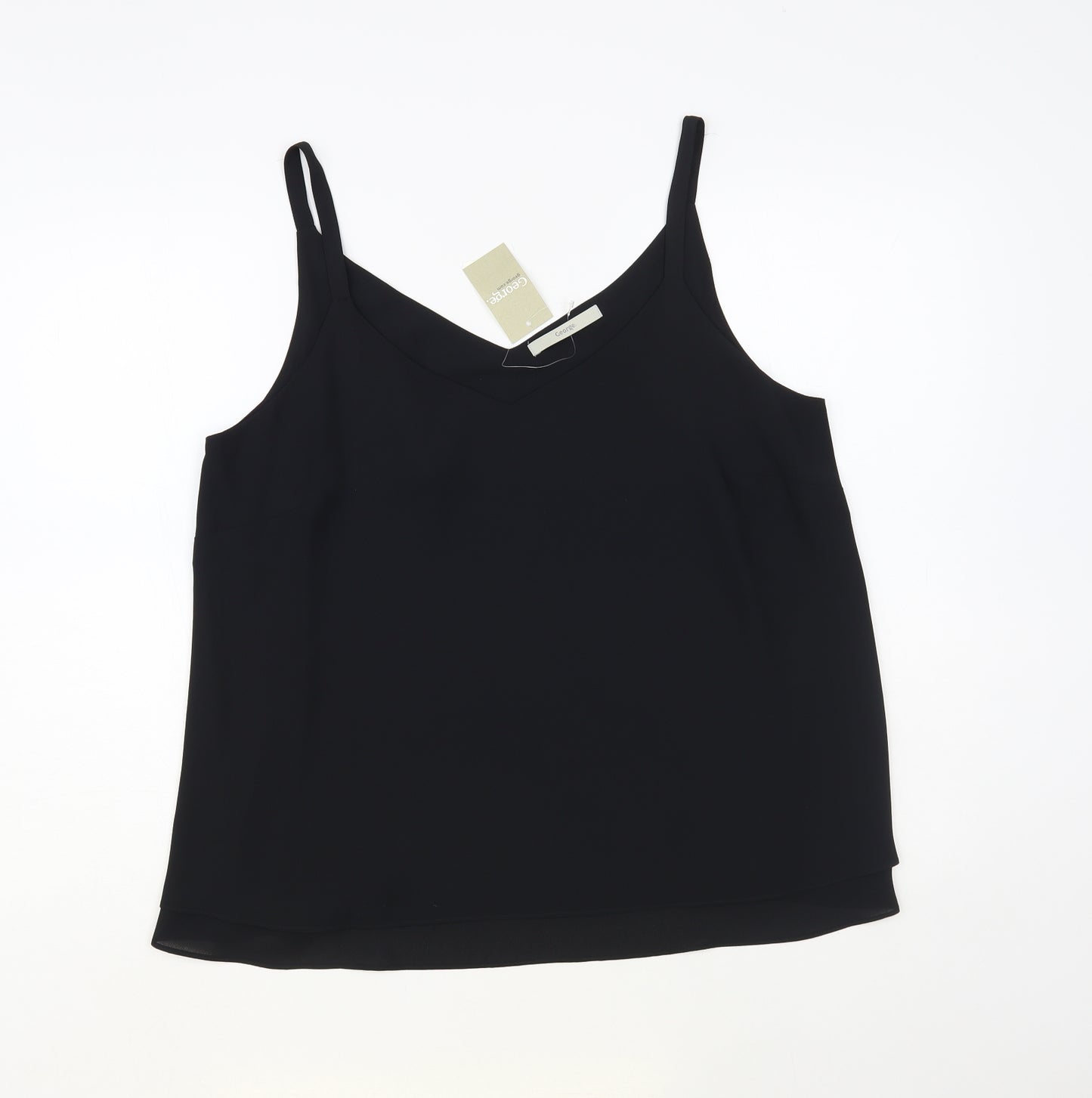George Womens Black Polyester Camisole Blouse Size 14 V-Neck