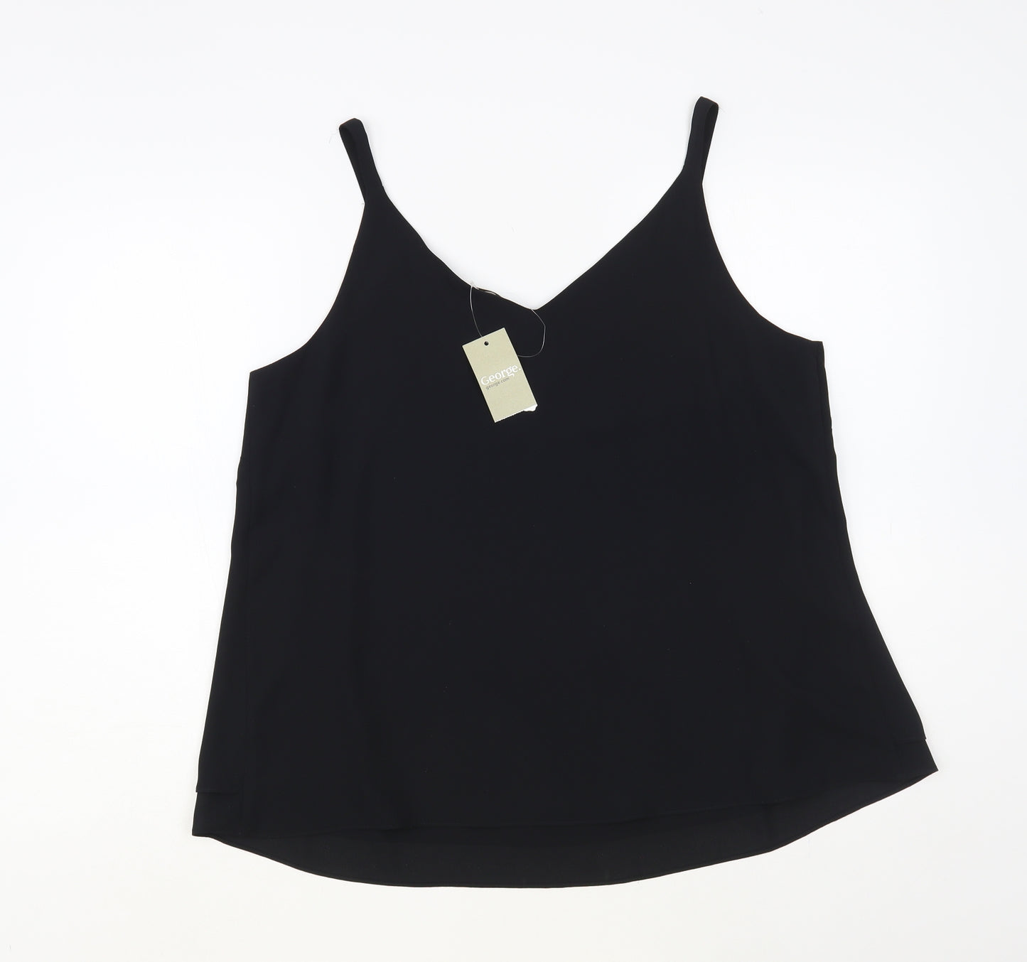 George Womens Black Polyester Camisole Blouse Size 14 V-Neck