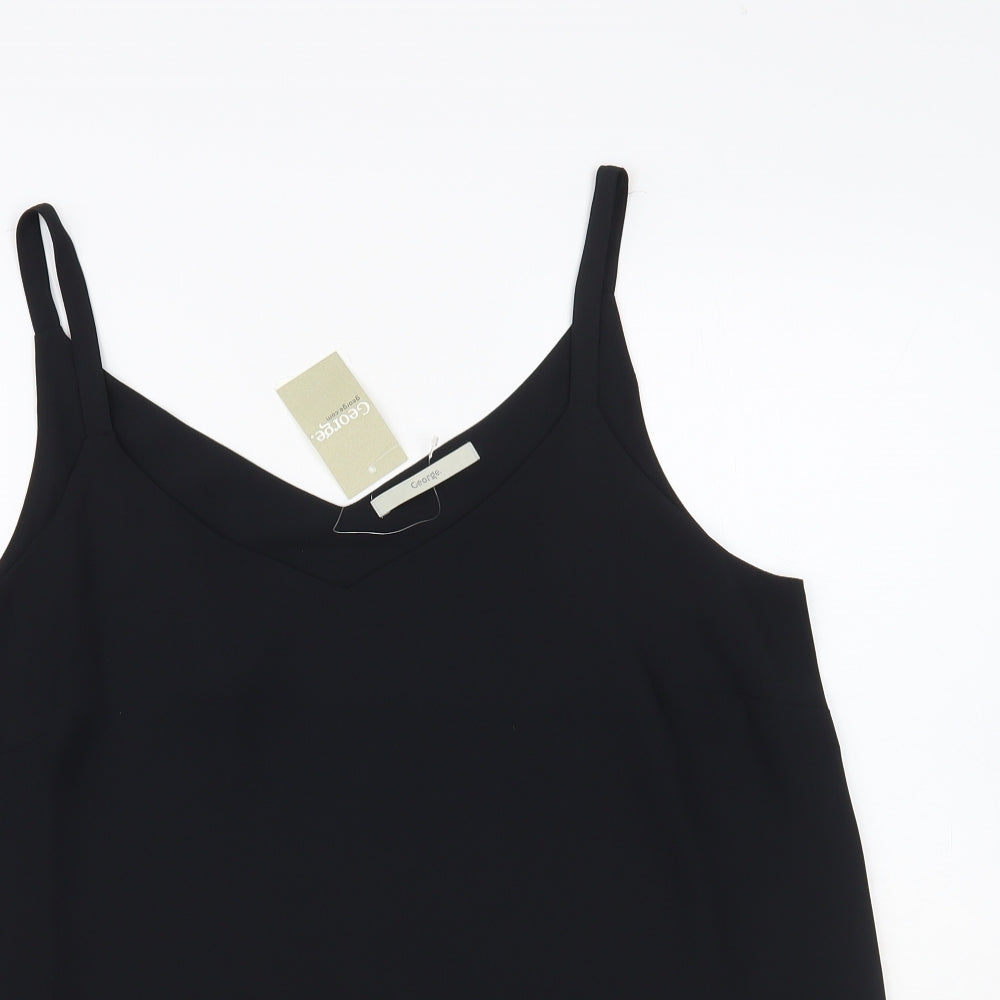 George Womens Black Polyester Camisole Blouse Size 14 V-Neck