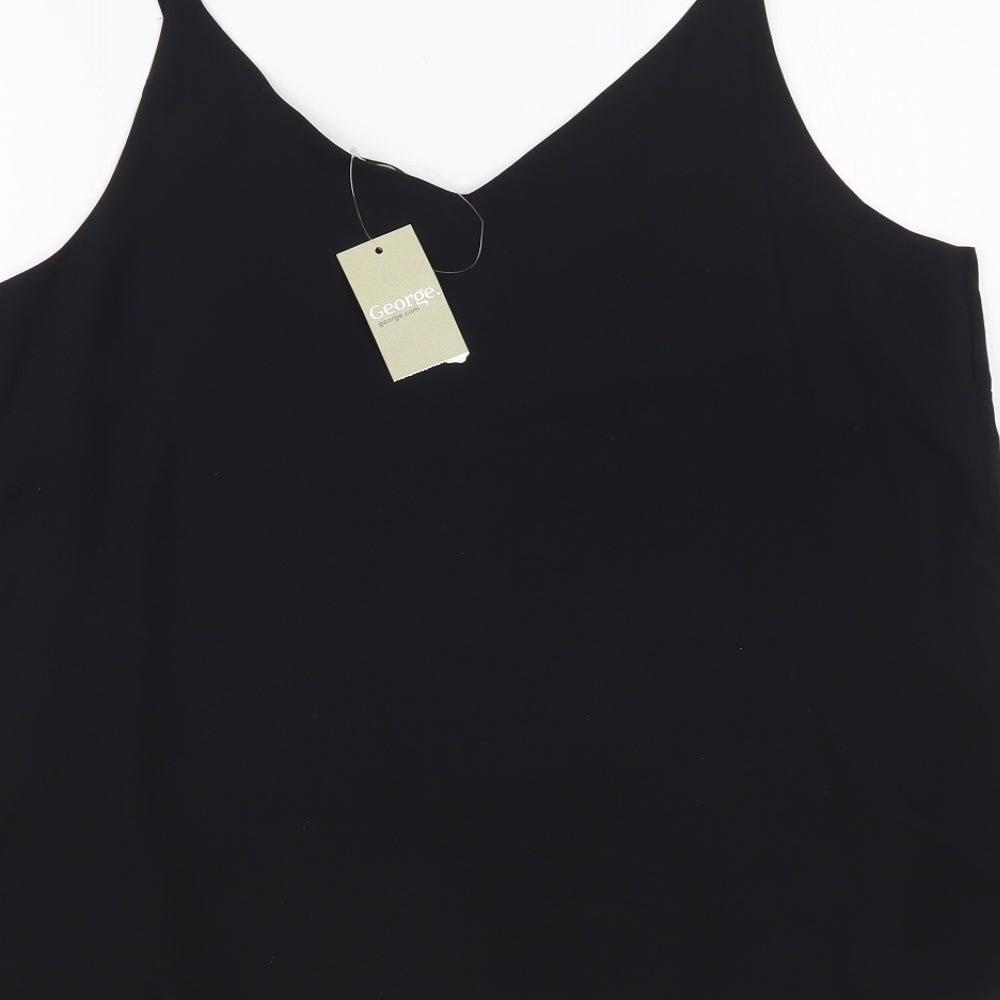 George Womens Black Polyester Camisole Blouse Size 14 V-Neck