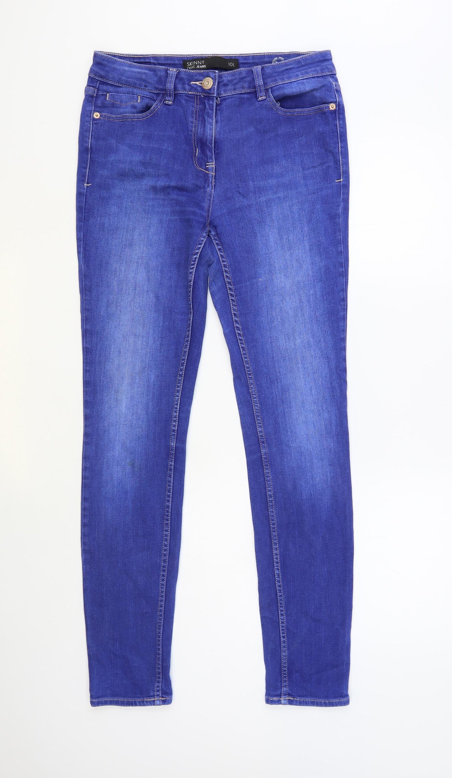 NEXT Womens Blue Cotton Skinny Jeans Size 10 L32 in Regular Button