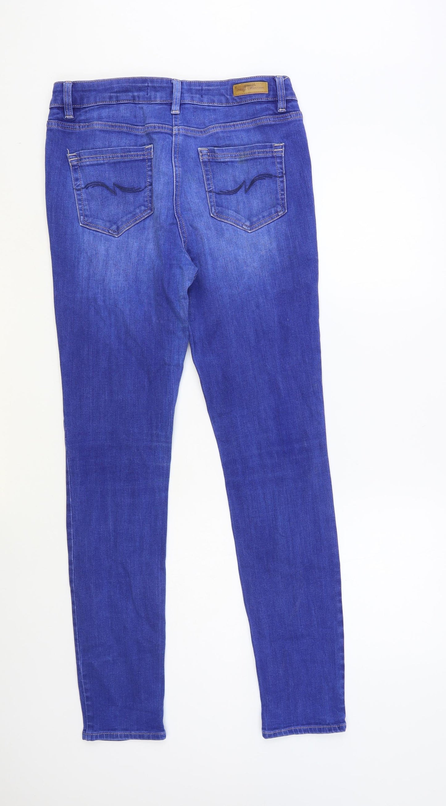NEXT Womens Blue Cotton Skinny Jeans Size 10 L32 in Regular Button