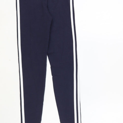 adidas Girls Blue Cotton Jogger Trousers Size 9-10 Years Regular Pullover - Leggings