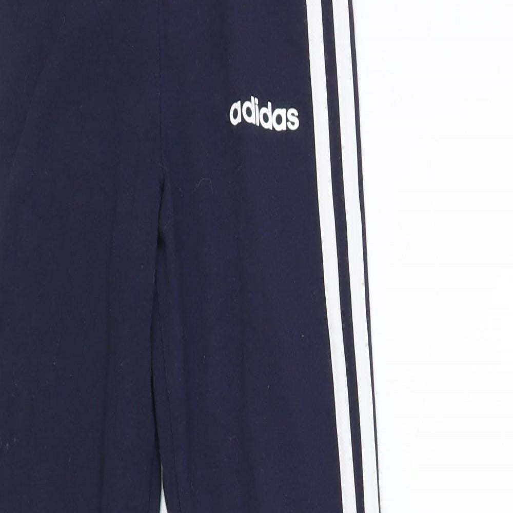 adidas Girls Blue Cotton Jogger Trousers Size 9-10 Years Regular Pullover - Leggings