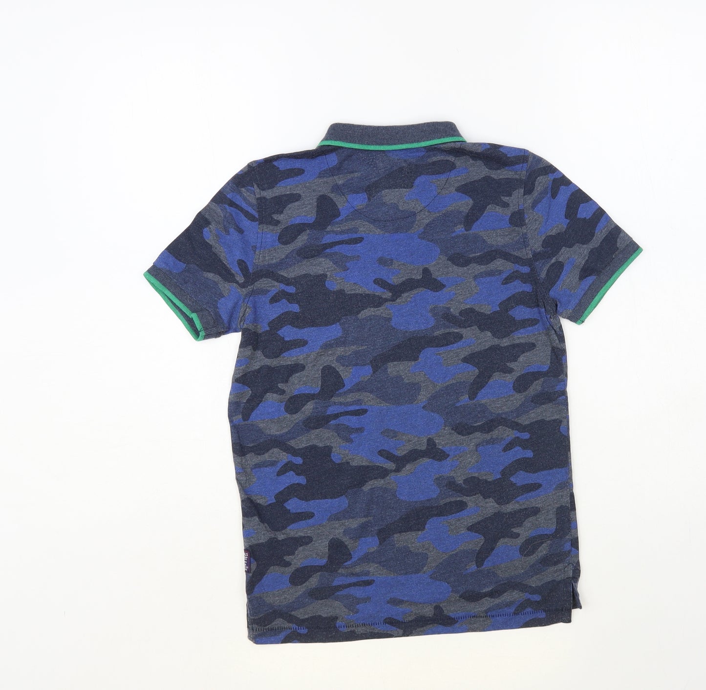 F&F Boys Blue Camouflage Polyester Pullover Polo Size 8-9 Years Collared Button
